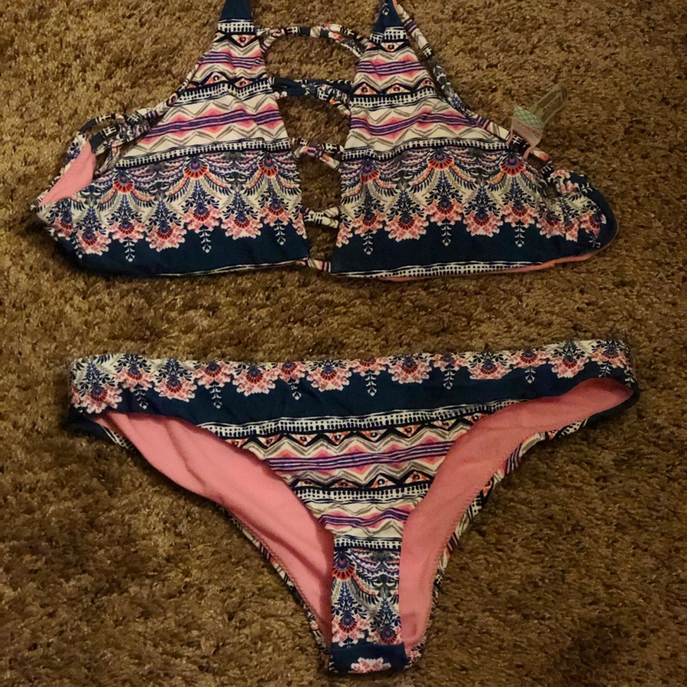 Pink / blue/ white bathing suit *2pieces*